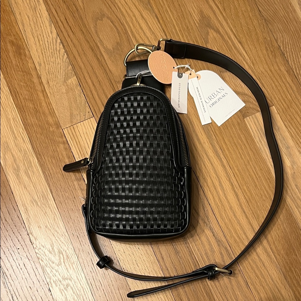 Anthropologie Urban Originals Black Textured Crossbody Bag